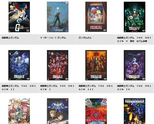 ツタヤのガンダムDVD配信状況